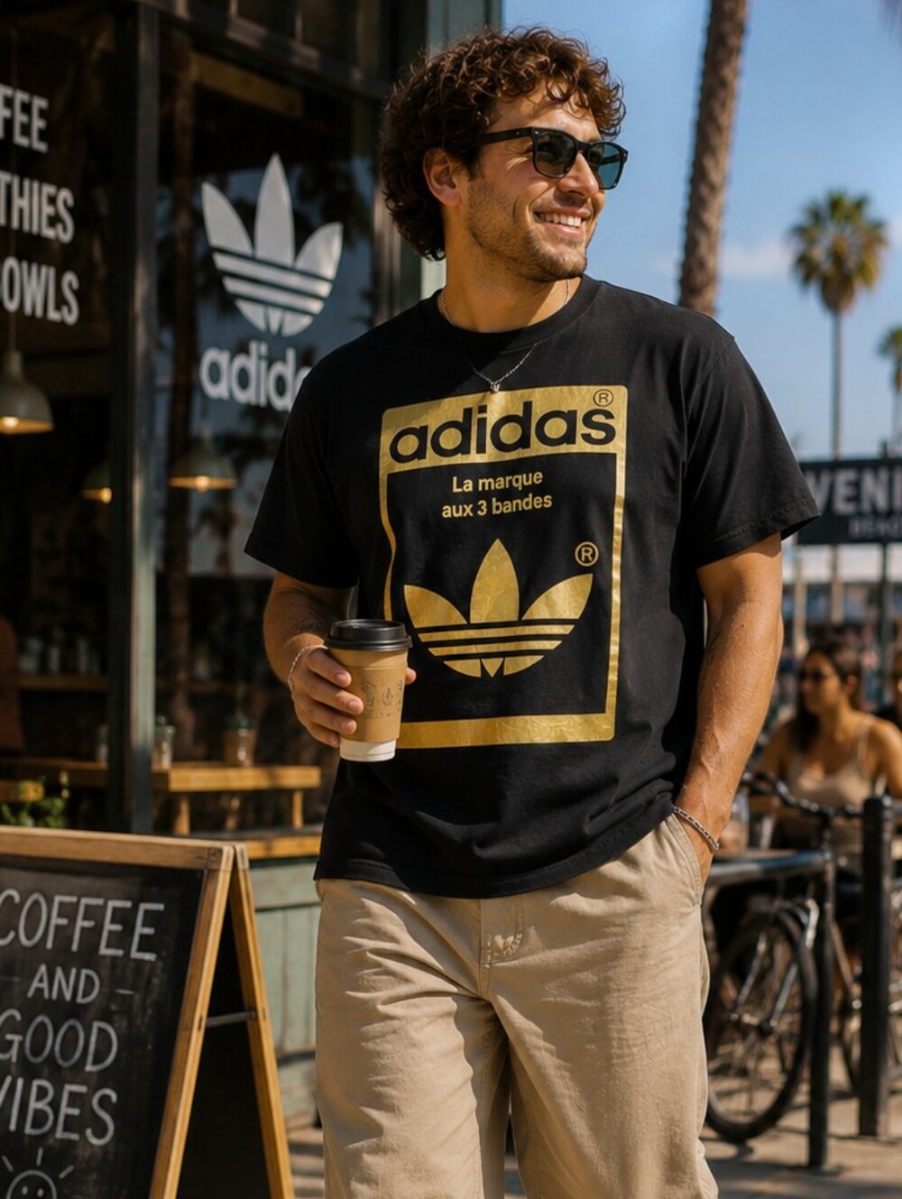 Adidas Originals Trefoil Gold Logo Tee Black 2XL